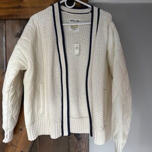 NWT Aerie Navy and White Nylon and Knit Sweater Jacket